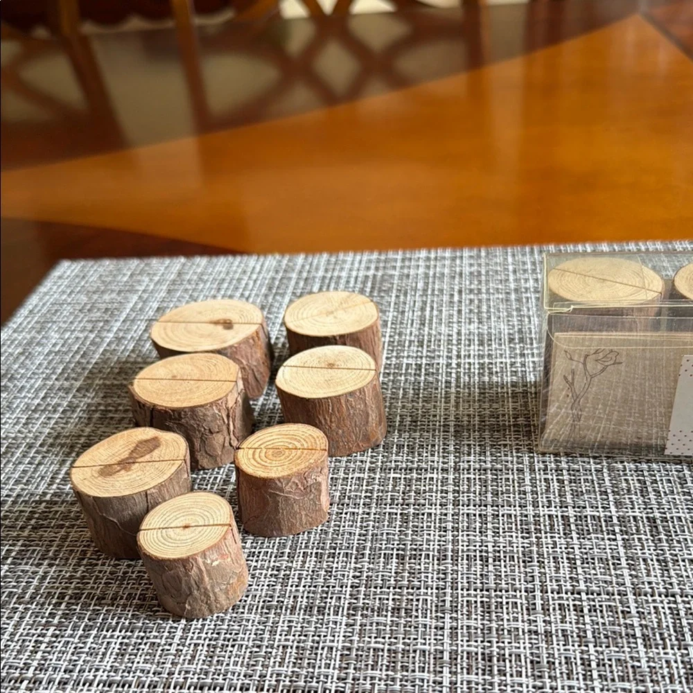 Kate Aspen Natural Wood Slice Place Card Holders